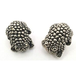 Vintage Cabot Figural‎ Frog Earrings Large Textured Toad Clip Ons